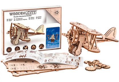 3D Wooden Plane Puzzle – Biplane