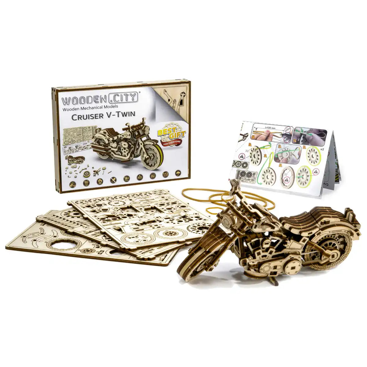 3D Wooden Motorbike Puzzle – Cruiser V-Twin