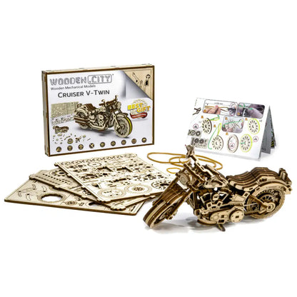 3D Wooden Motorbike Puzzle – Cruiser V-Twin