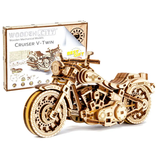3D Wooden Motorbike Puzzle – Cruiser V-Twin
