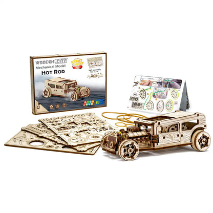 3D Wooden Car Puzzle – Hot Rod
