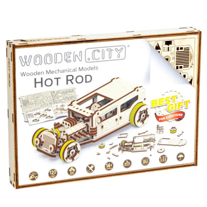 3D Wooden Car Puzzle – Hot Rod