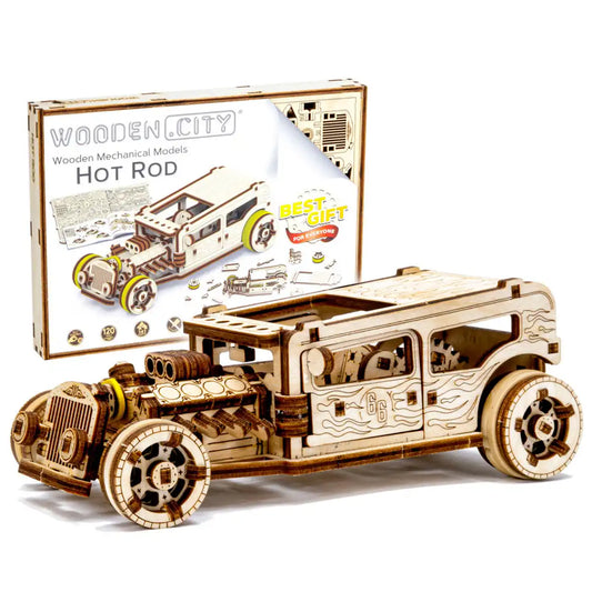 3D Wooden Car Puzzle – Hot Rod