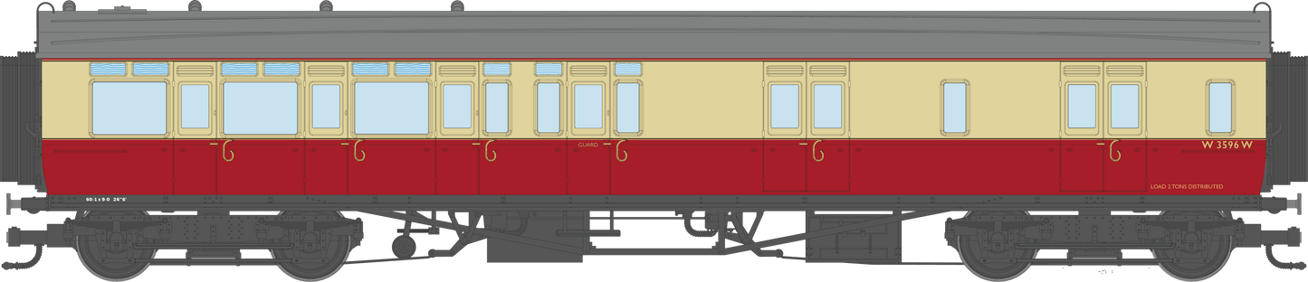 4P-021-604 GWR Corridor Toplight BR Crimson & Cream Brake Third LH W3596W