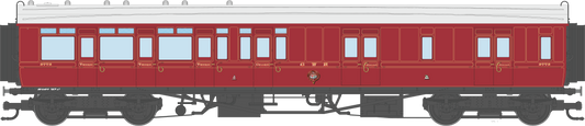 4P-021-004 GWR Corridor Toplight 1914 Lined Crimson Lake Brake Third LH 3772
