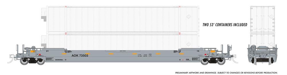 HO 53' Husky-Stack well car + containers: AOK: Single CarHO 53' Husky-Stack well car + containers: AOK: Single Car