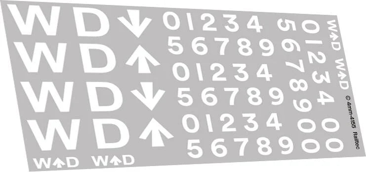 War Department WD logos (white): steam locos (suit 8F) OO Gauge Waterslide Decals