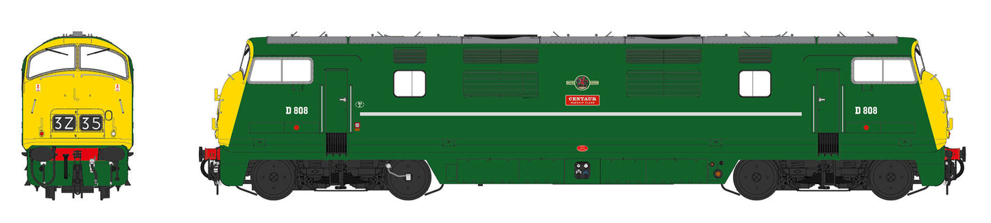 Class 42 'Warship' V1 BR Green FYE 'Centaur' No.D808 Diesel Locomotive - DCC Sound