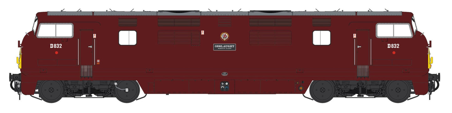 Class 42 'Warship' V1 BR Maroon SYP 'Onslaught' No.D832 Diesel Locomotive - DCC Sound