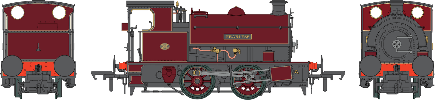 4S-024-016 Hawthorn Leslie 0-4-0ST Maroon Lined Straw 'Fearless' Steam Tank Locomotive