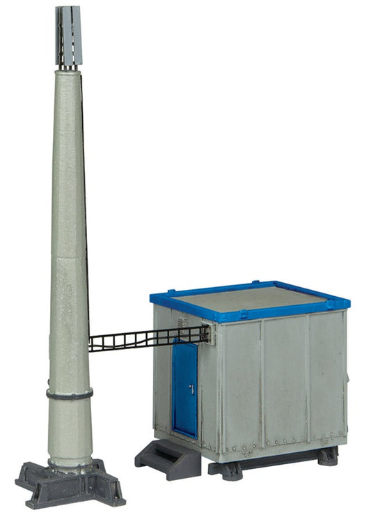 GSM-r Telecom Cabin and Monopole - Blue Cabin