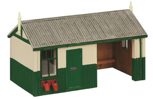 Narrow Gauge (OO9) Corrugated Platform Shelter and Office Green