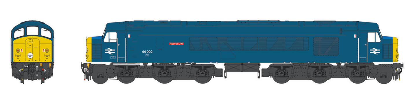 Class 44 BR Blue 44002 Helvellyn Full Yellow Ends Diesel Locomotive - DCC Sound