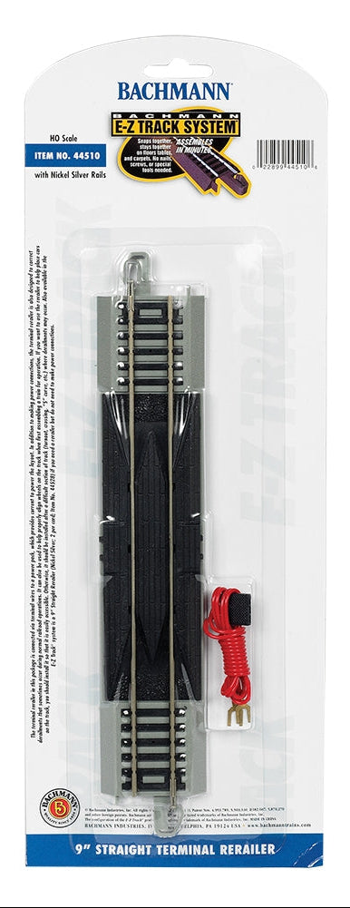 9' Straight Terminal Rerailer with Wire (1/Card)