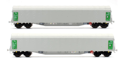 Pre-Owned Set of 2 Green Cargo Rils S-GC Long Bogie Canvas Covered wagon