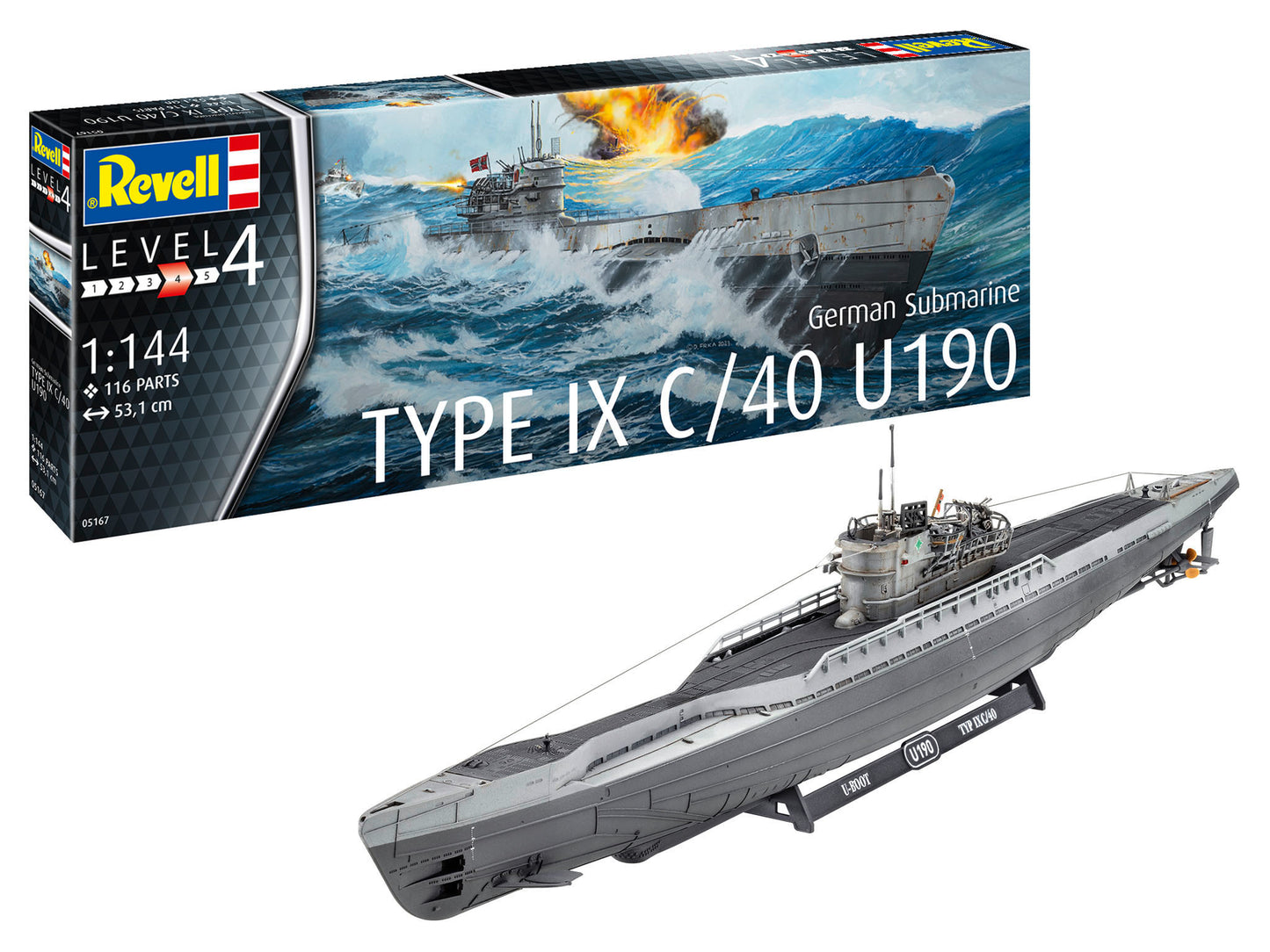 German Submarine Type IX C/40 (U190) (1:144 Scale) Model Kit