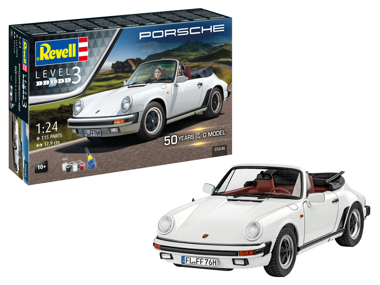 Gift Set Porsche 911 G-Model Cabrio 50th Anniversary Model Kit