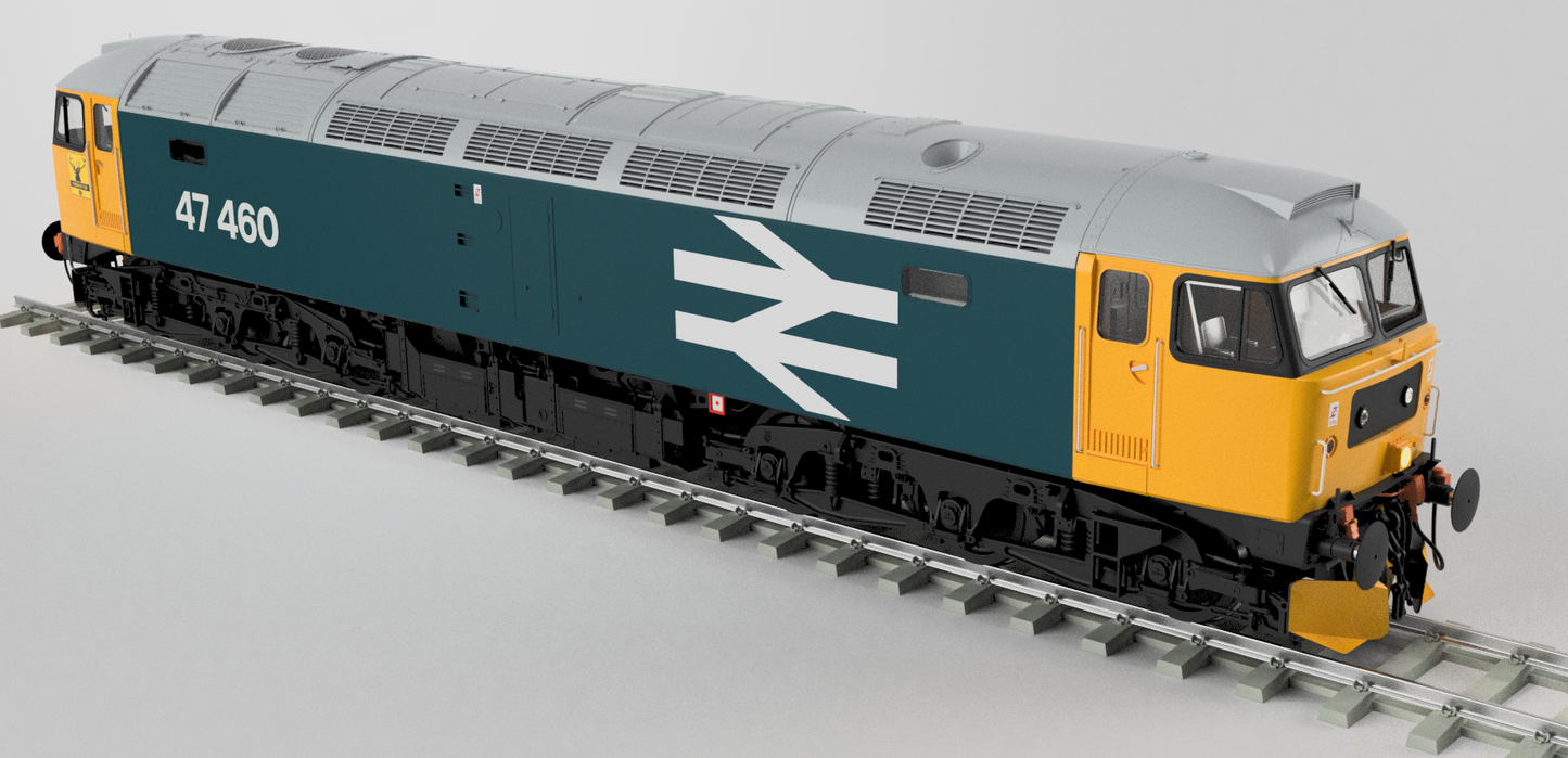 Highly Detailed Premium Weathered Class 47 BR Blue Large Logo No.47460 Diesel Locomotive - DCC Sound