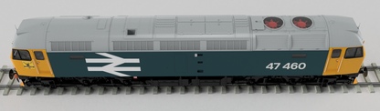 Highly Detailed Premium Weathered Class 47 BR Blue Large Logo No.47460 Diesel Locomotive - DCC Sound