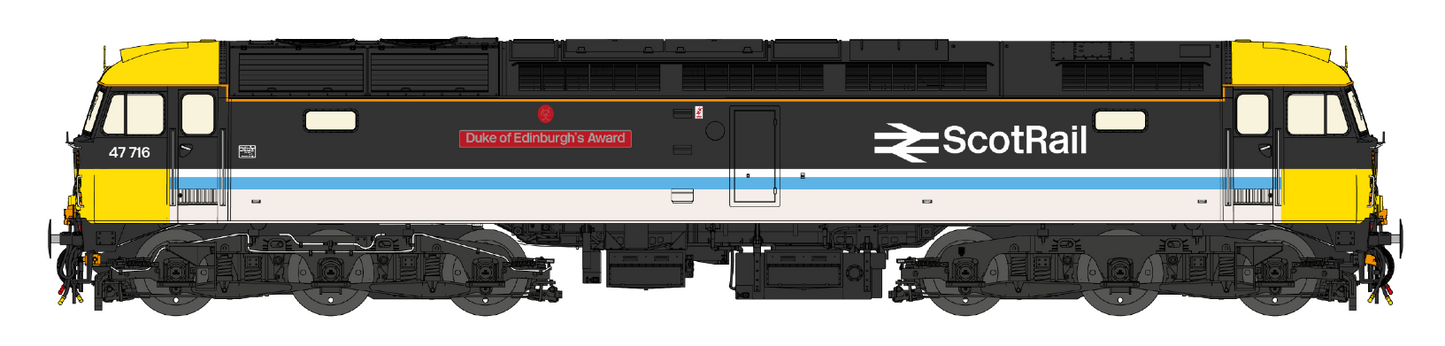 Highly Detailed Premium Weathered Class 47 ScotRail 'Duke of Edinburgh's Award' No.47716 Diesel Locomotive