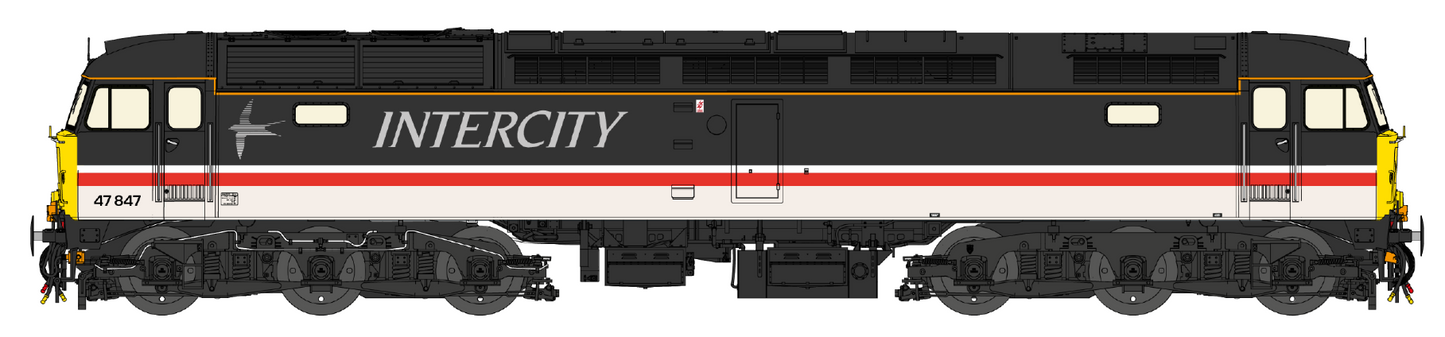 Highly Detailed Premium Weathered Class 47 Intercity Swallow No.47847 Diesel Locomotive