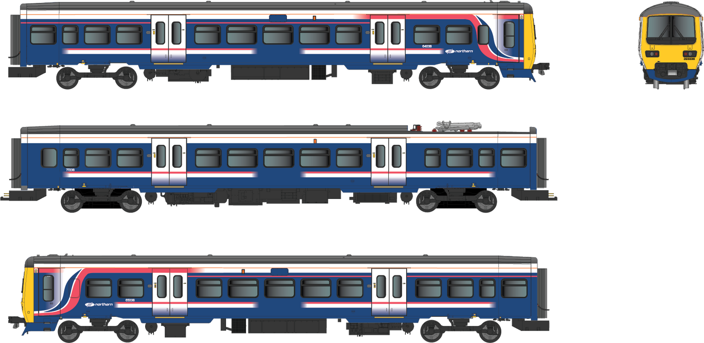 Class 323 First North Western “Barbie” with Northern branding 3 Car EMU Set