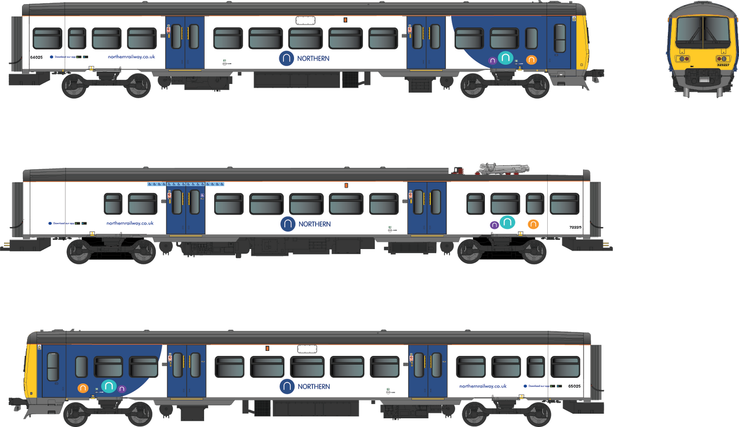 Class 323 323225 Northern New – White / Blue 3 Car EMU Set