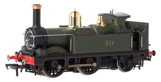 4S-517-006D GWR 517 Class 0-4-2 539 Lined G.W. Green Black Frames Steam Locomotive - DCC Fitted