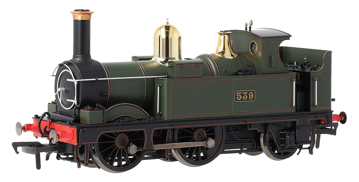4S-517-006 GWR 517 Class 0-4-2 539 Lined G.W. Green Black Frames Steam Locomotive