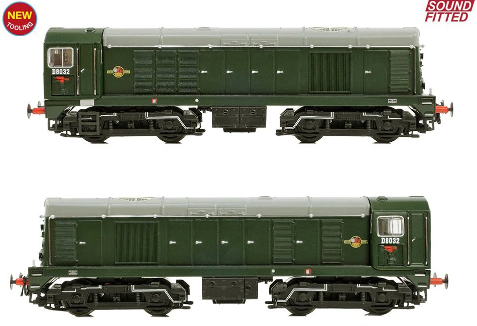 371-030ASF Class 20/0 Disc Headcode & Tablet Catcher D8032 BR Green (Late Crest) Diesel Locomotive - DCC Sound