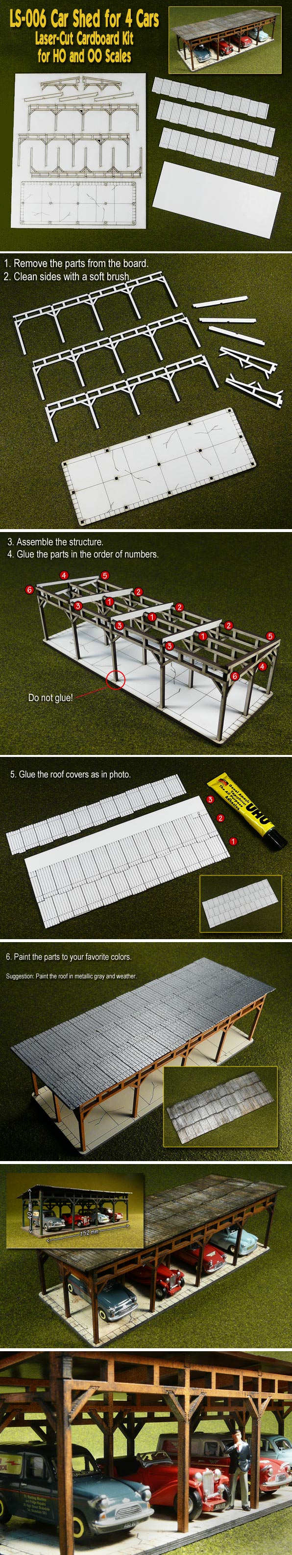 Laser-Cut 4 Car Shed Kit H0/00