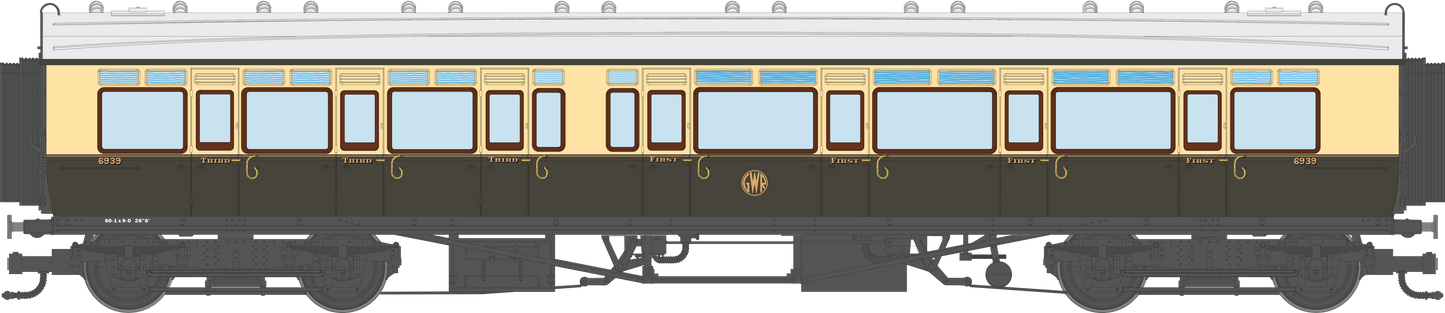 4P-021-303 GWR Corridor Toplight 1935 Chocolate & Cream Roundel Composite RH 6939
