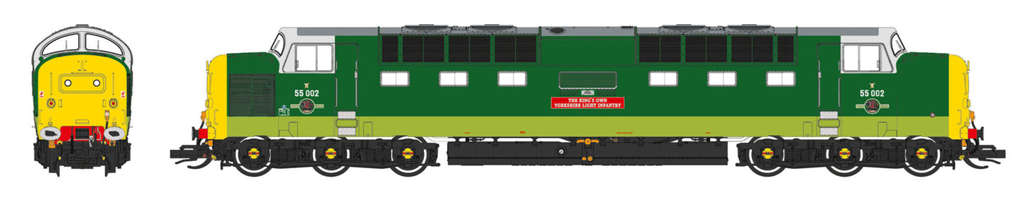 Class 55 'Deltic' BR Green 55002 Kings Own Yorkshire Light Infantry (Full Yellow Ends) Diesel Locomotive