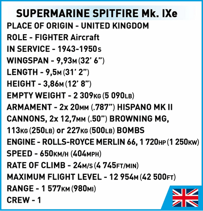 Supermarine Spitfire MK.IXE WWII Model Kit