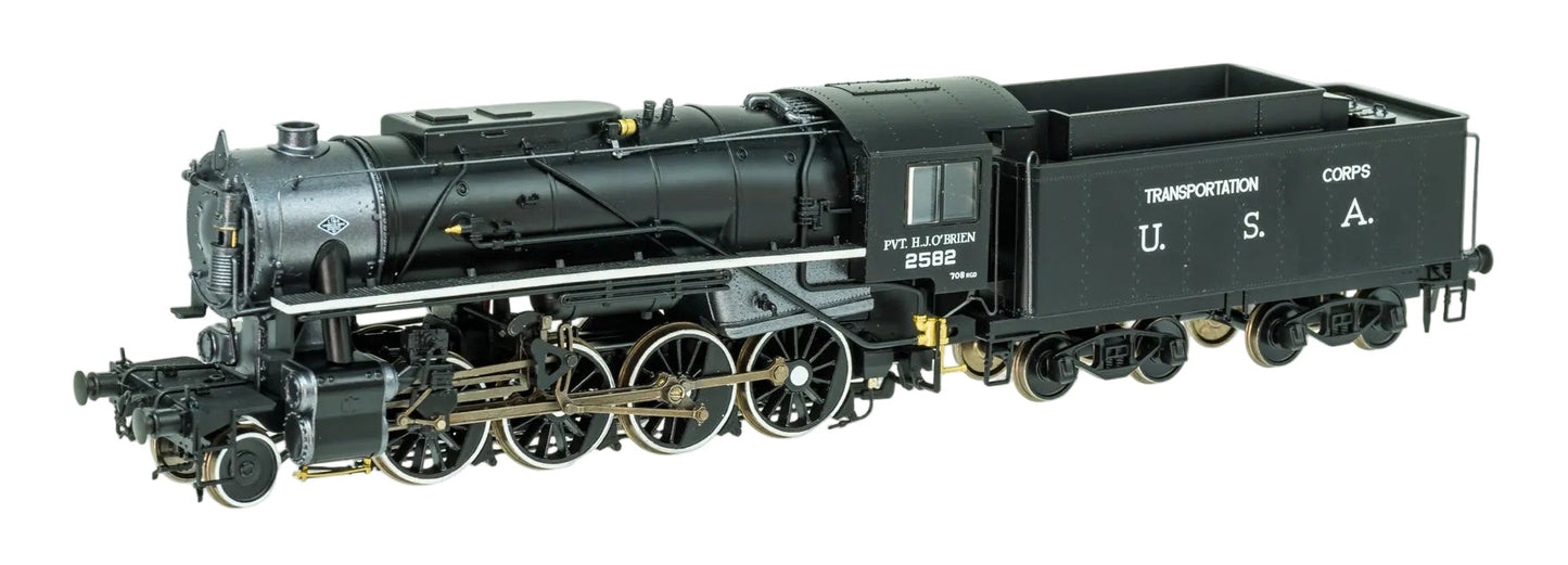 USATC S160 2-8-0 'Pvt. H.J. O’Brien' Black with Transportation Corps U.S.A. on Tender No.2582 Steam Locomotive