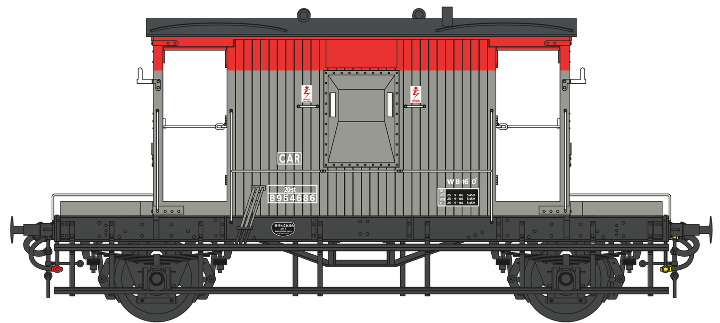 BR 20T Brake Van Diagram 1/507 B954686 Railfreight Red/Grey CAR
