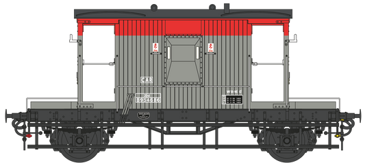 BR 20T Brake Van Diagram 1/507 B954686 Railfreight Red/Grey CAR