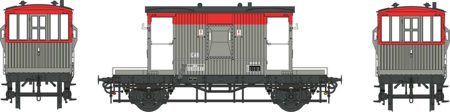 BR 20T Brake Van Diagram 1/507 B954686 Railfreight Red/Grey CAR