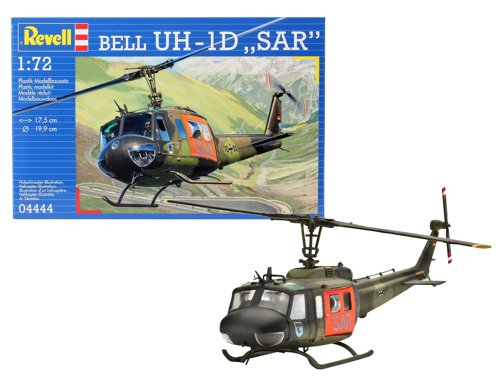 Revell 04444 German Bell UH-1D SAR (1:72 Scale) Model Kit – Rails
