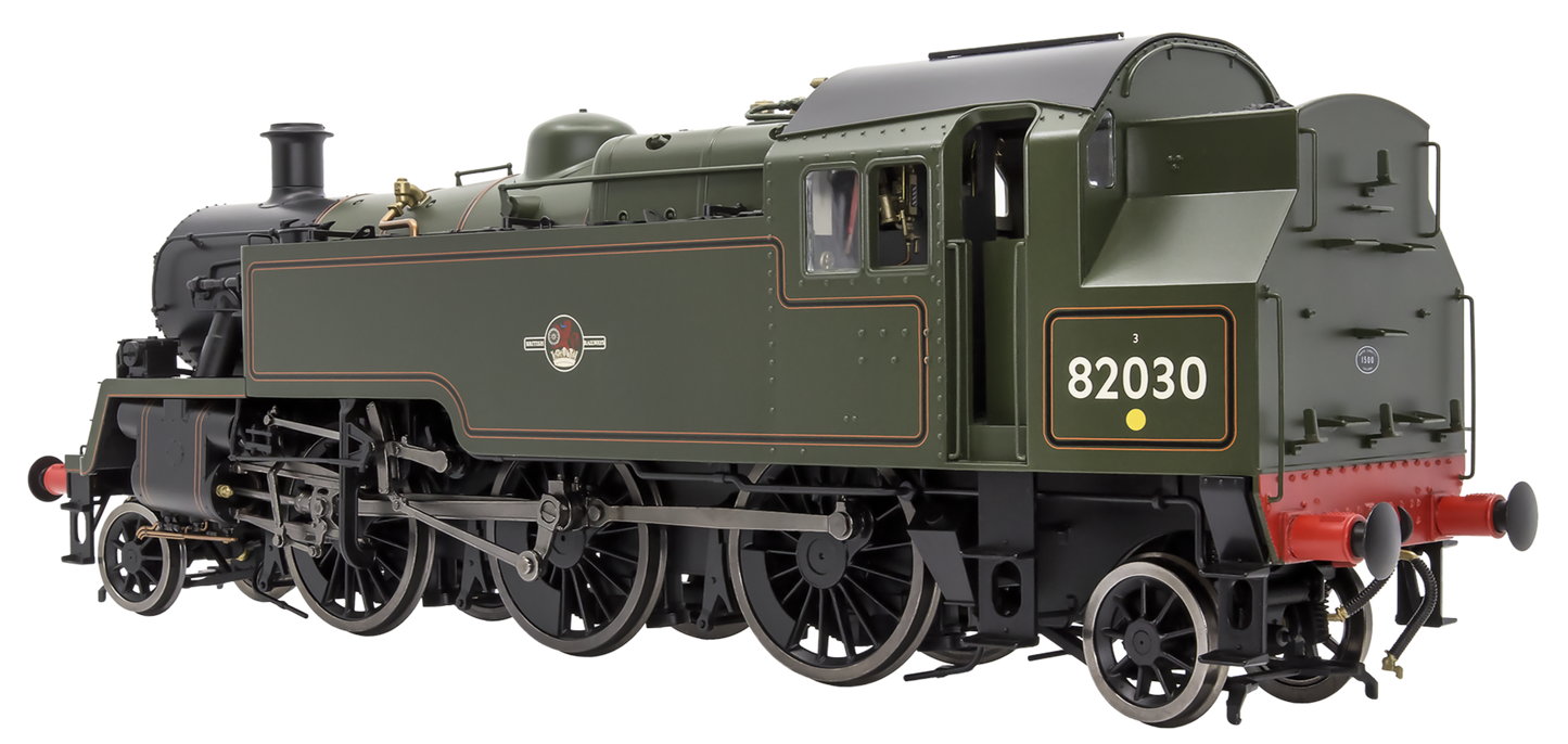 British Railways Standard 3MT 2-6-2T Lined Green Late Crest 82030 - Steam Tank Locomotive