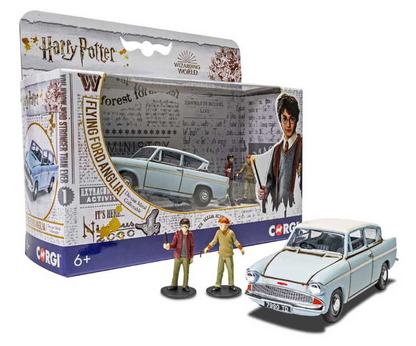 Harry Potter Flying Ford Anglia with Harry Potter and Ron Weasley Figurines