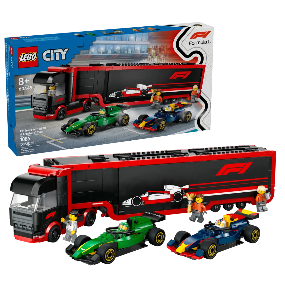 Lego City F1® Truck with RB20 & AMR24 F1® Cars - 60445
