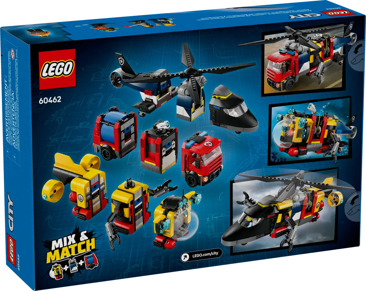 Lego City Helicopter, Fire Truck & Submarine Remix - 60462