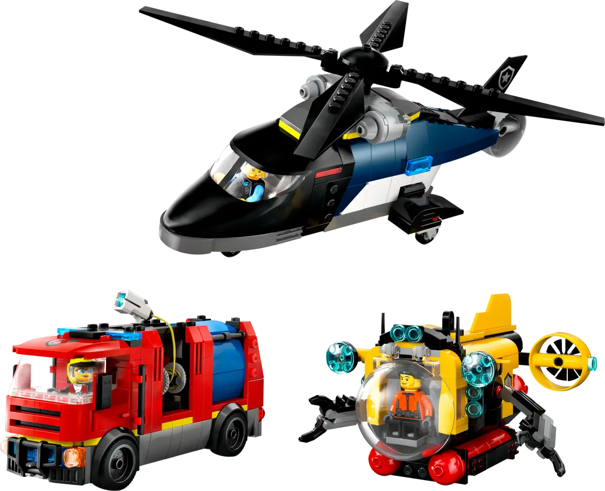 Lego City Helicopter, Fire Truck & Submarine Remix - 60462