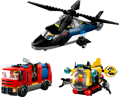 Lego City Helicopter, Fire Truck & Submarine Remix - 60462