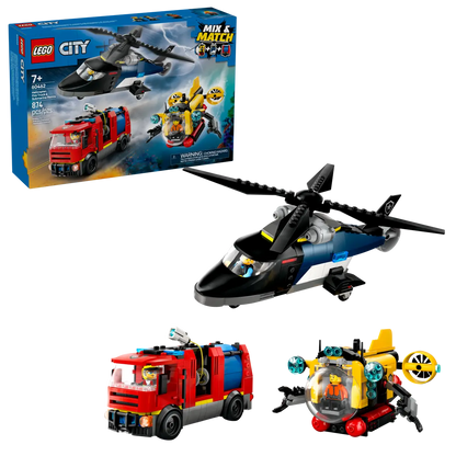 Lego City Helicopter, Fire Truck & Submarine Remix - 60462
