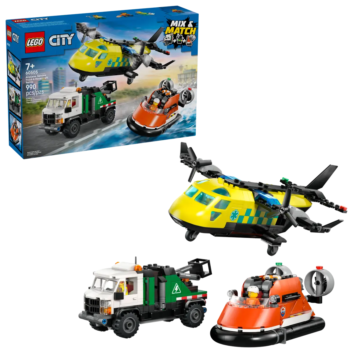 Lego City Airplane, Service Truck & Hovercraft Remix - 60505