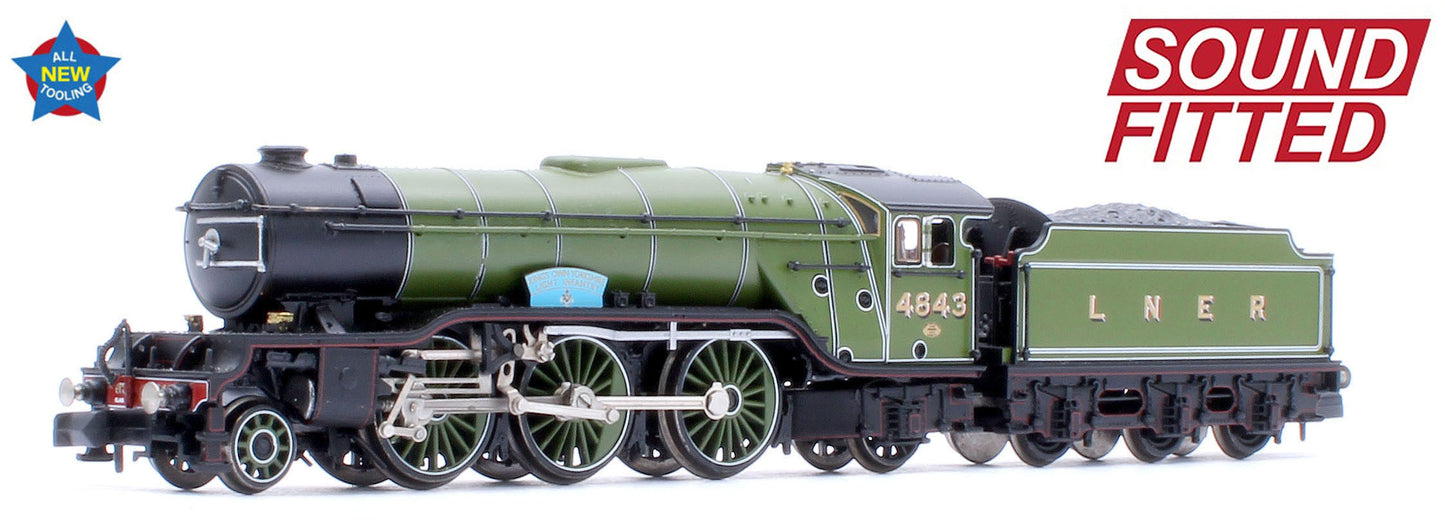 LNER V2 4843 'Kings Own Yorkshire Light Infantry' LNER Lined Green Steam Locomotive - DCC Sound