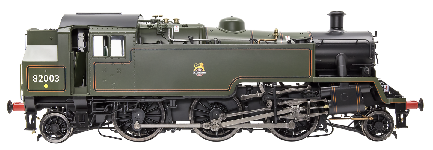 British Railways Standard 3MT 2-6-2T Lined Green Early Crest 82003 - Steam Tank Locomotive