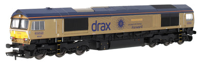 R30461 RailRoad GB Railfreight Class 66 Co-Co Drax 50th Anniversary Gold 66301 ‘Drax Power Station 50’ Diesel Locomotive